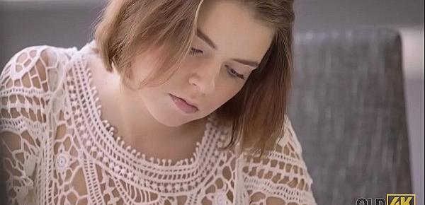  OLD4K. Daddy erupts cum on pubis of young seductive student Marina Visconti